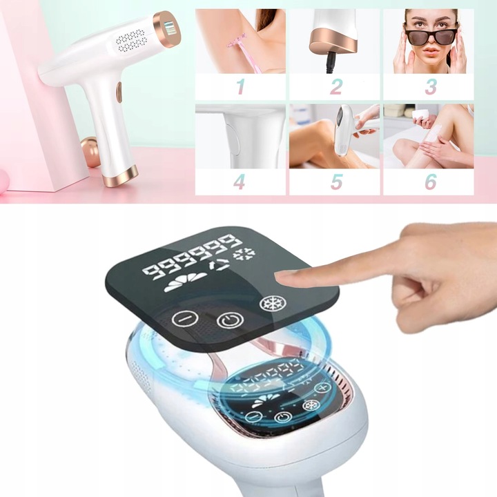 DEPILATOR IPL do WŁOSÓW CIAŁA NÓG LASEROWY BEZPIECZNY BEZBOLESNY CHŁODZENIE
