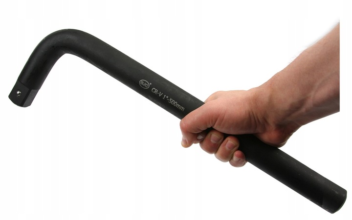 Pokrętło klucz fajkowy do kół typ L 1'' cal 500mm CZARNE KUTE MOCNE ORG.BJC