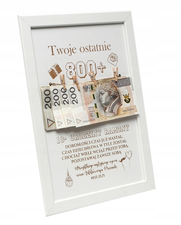RAMKA prezent 18 URODZINY widzisz TWOJE ostatnie 800+ plus