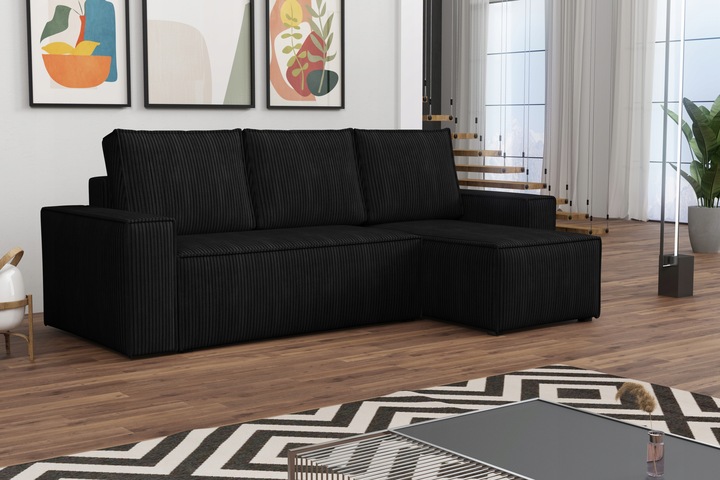 Narożnik Rozkładany BERGAMO Sztruks Rogówka z Funkcją Spania Pościel