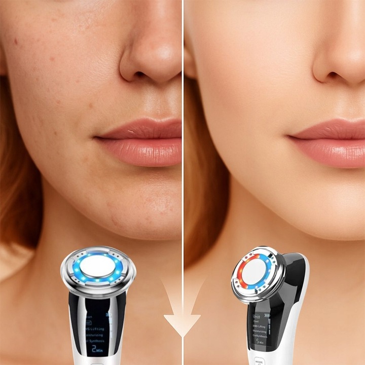 MASAŻER DO TWARZY EMS ULTRADŹWIĘKI FOTON KRIOTERAPIA MEZOTERAPIA 7w1