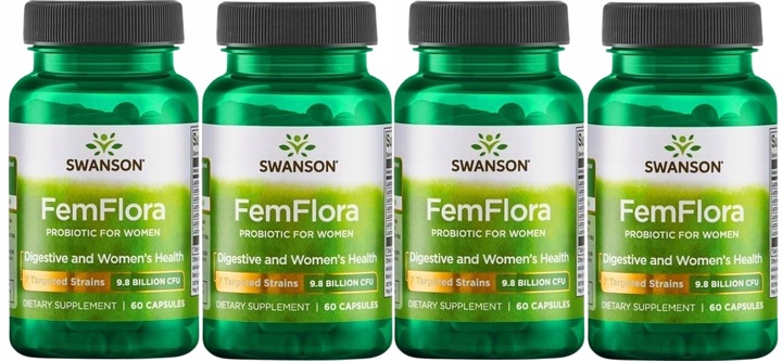 4 x Swanson Femflora 60kaps Probiotyk dla kobiet Trawienie Odporność