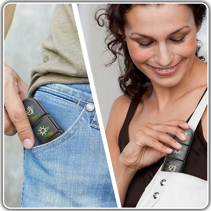 PUDEŁKO NA LEKI 21 POJEMNIKÓW SASZETKA CZARNA ORGANIZER NA LEKI