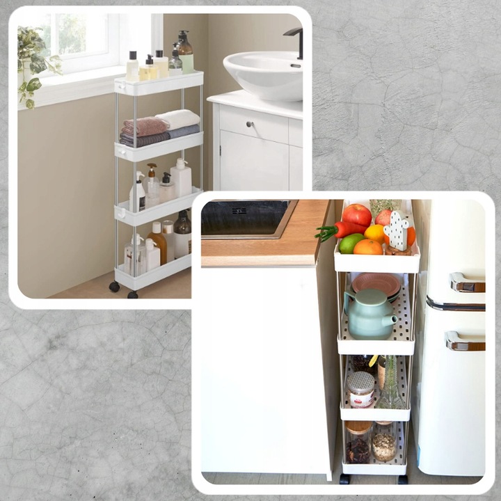 PÓŁKA ŁAZIENKOWA KUCHENNA SZAFKA NA KÓŁKACH REGAŁ 4 POZIOMOWY Z