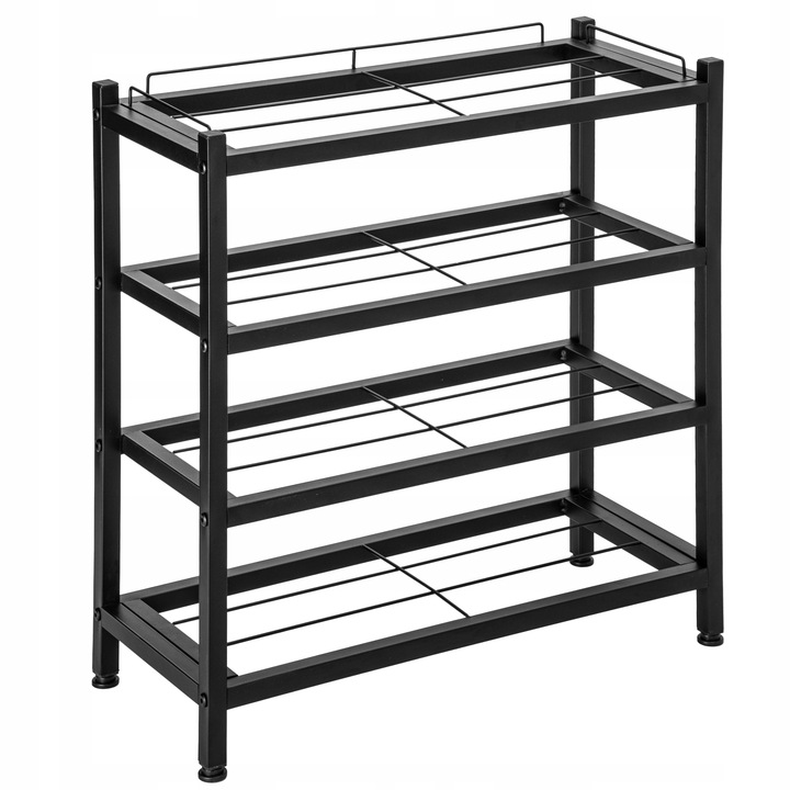 SZAFKA NA BUTY STOJAK METALOWY CZARNY 4 PÓŁKI ORGANIZER REGAŁ LOFTOWY