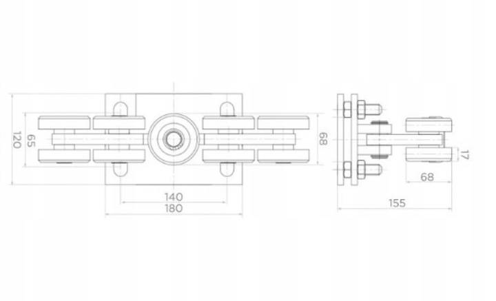 WÓZEK WÓZKI ROLKI DO BRAMY PRZESUWNEJ ZESTAW 80x80 9 ROLEK STALOWE