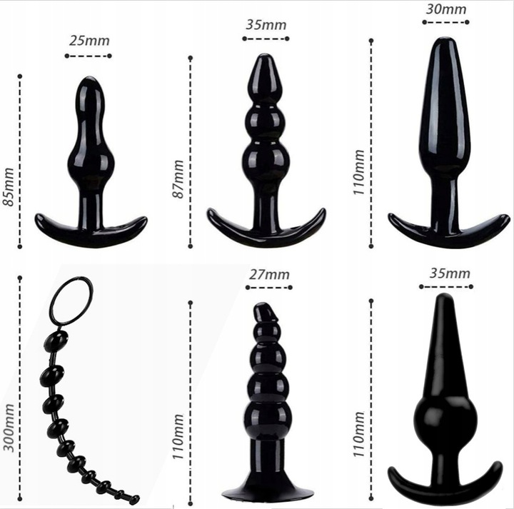 DUŻY ZESTAW - 5 KORKÓW ANALNYCH + KULKI ANALNE