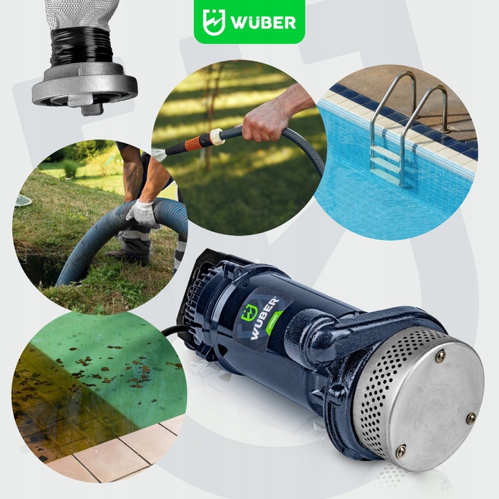 POMPA DO WODY BRUDNEJ CZYSTEJ ZANURZENIOWA SITKO SITO SZAMBA 1" WUBER