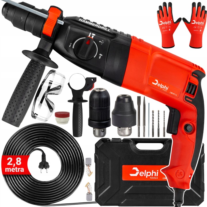 MŁOTOWIERTARKA WIERTARKA UDAROWA z UDAREM MŁOT MOCNA SDS+ 2600W +kabel