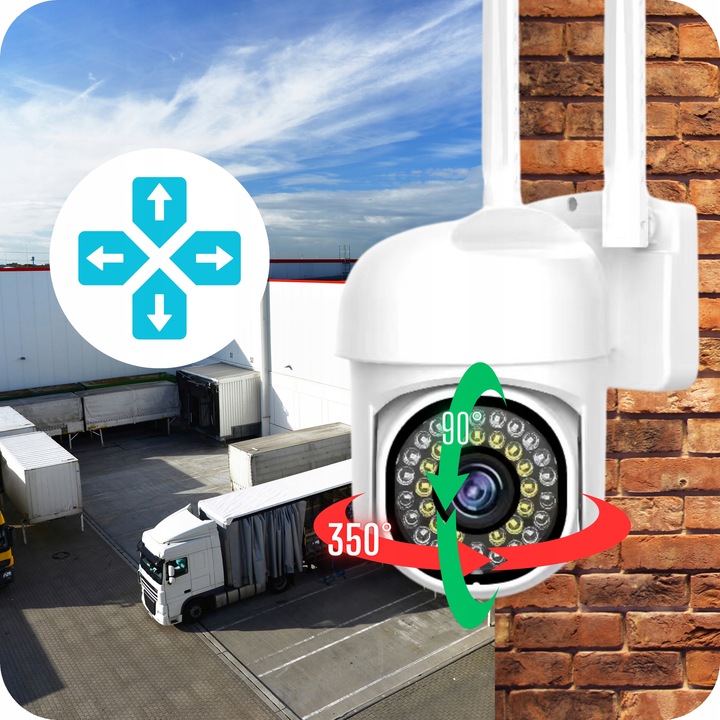 BEZPRZEWODOWA OBROTOWA KAMERA WIFI 5MPX QUADHQ DO MONITORINGU ZEWNĘTRZNA SD