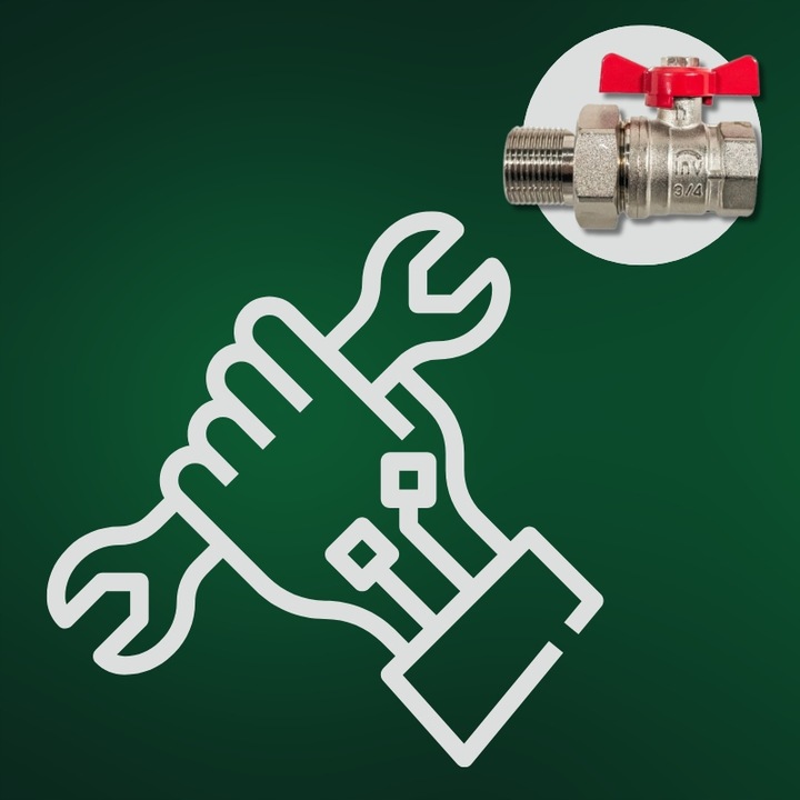 ZAWÓR KUREK KULOWY GW 3/4'' CALA DN20 ZE ŚRUBUNKIEM I DŁAWICĄ MOTYLEK