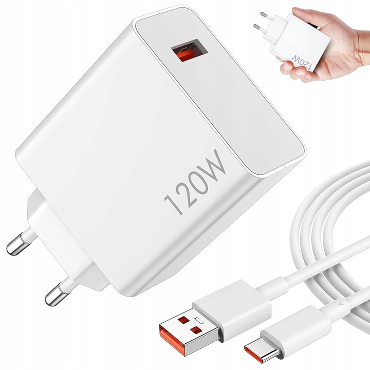 SZYBKA ŁADOWARKA DO TELEFONU O MOCY 120 W W 1-METROWY KABEL ŁADUJĄCY TYPU C