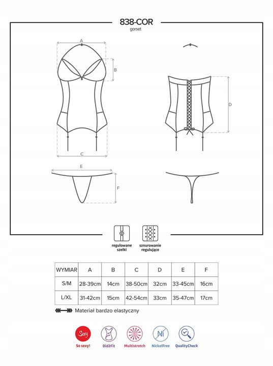 Bielizna-838-COR-3 gorset i stringi L/XL