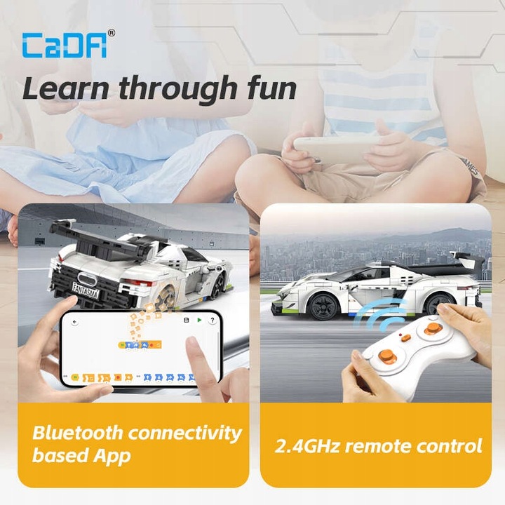 KLOCKI CADA ZDALNIE STEROWANY SAMOCHÓD WYŚCIGOWY AUTO FANTASMA 322 EL. DUAL