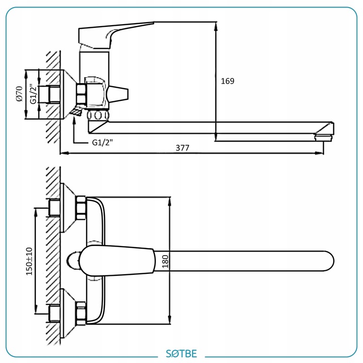 Bateria wannowa ścienna z ruchomą wylewką Kran do wanny z prysznicem SOTBE