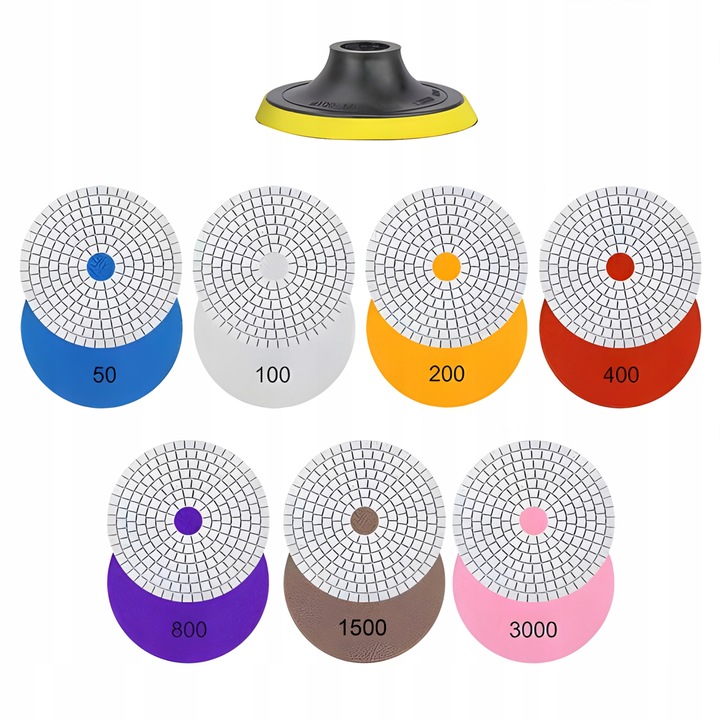 ZESTAW TARCZE DIAMENTOWE DO SZLIFOWANIA I POLEROWANIA PŁYTEK KRAWĘDZI