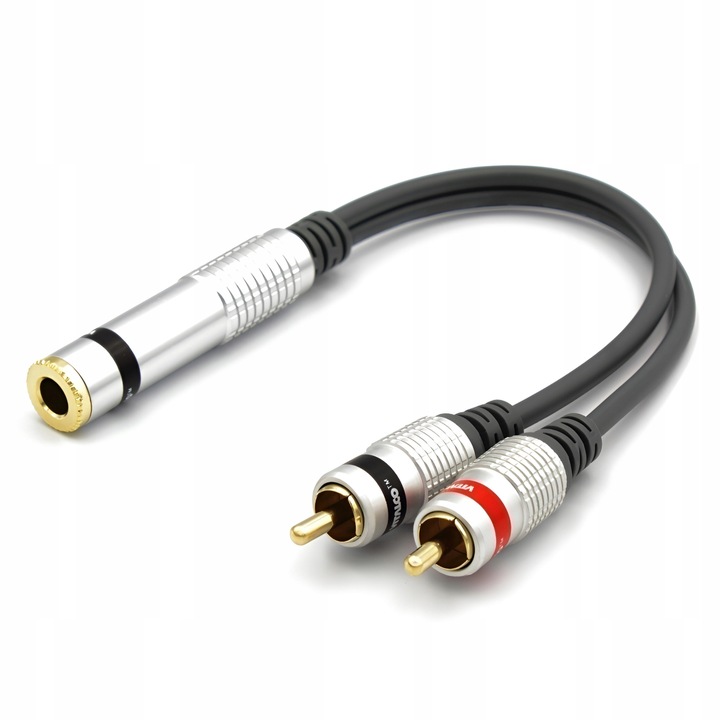 ADAPTER PRZEJŚCIÓWKA JACK GNIAZDO 6,3 STEREO NA 2x GNIAZDO RCA VITALCO