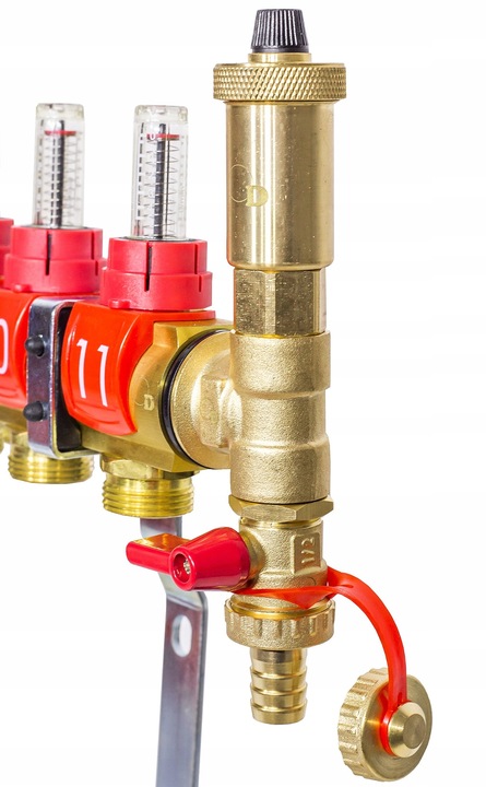 ROZDZIELACZ OGRZEWANIA PODŁOGOWEGO PODŁOGÓWKI 10 OBWODÓW SEKCJI MOSIĘŻNY