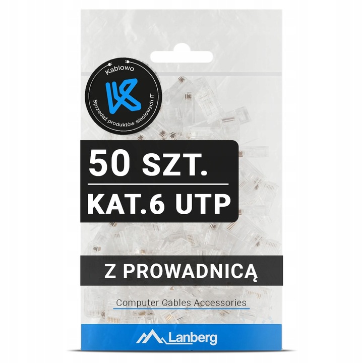 50X WTYK WTYKI KOŃCÓWKI WTYCZKA RJ45 8P8C UTP KAT.6 Z PROWADNICĄ LANBERG