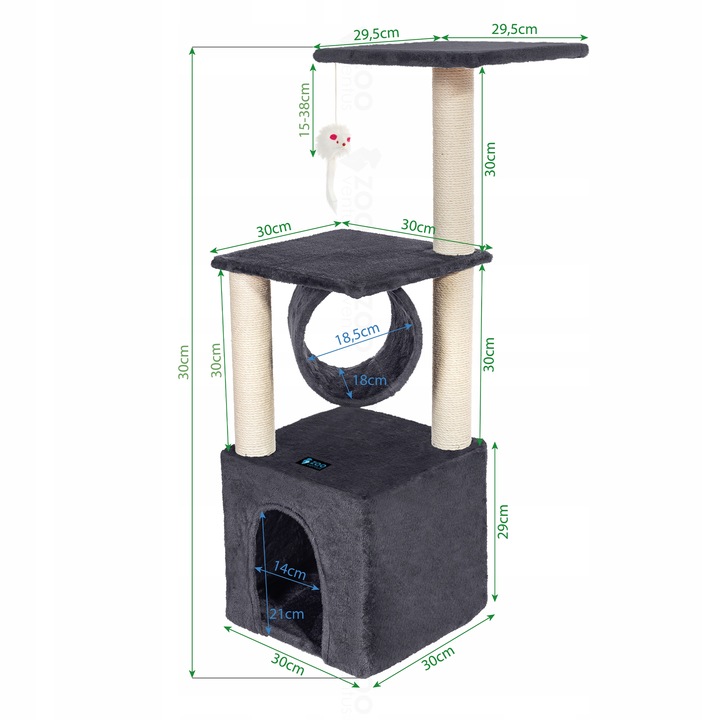 Drapak dla kota słupek 91cm drzewko 5 poziomów budka walec platforma