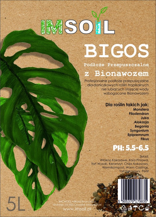 IMSOIL Przepuszczalna Ziemia do Roślin - BIGOS 10L