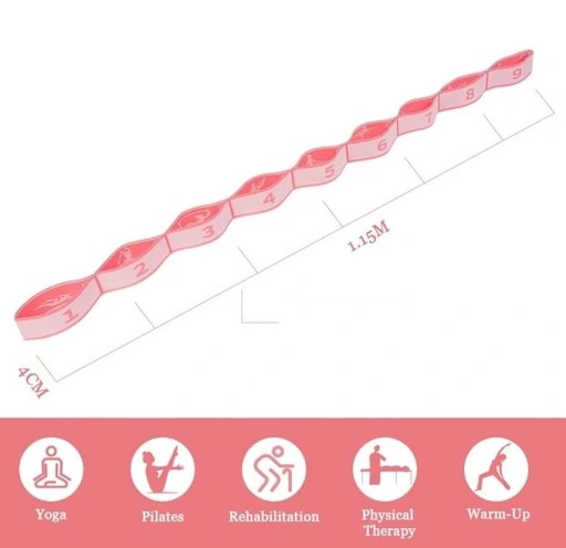 ROZCIĄGLIWY PAS PASEK TAŚMA ROZCIĄGANIE MIĘŚNI YOGA PILATES 9POZIOMÓW 115cm