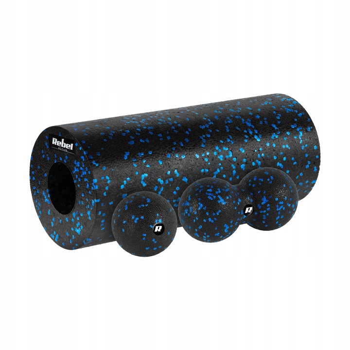 Zestaw wałek do masażu ćwiczeń roller piłka duoball 3 elementy EPP REBEL