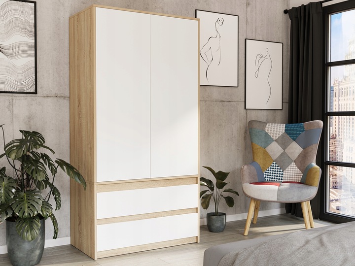 Szafa garderoba 90cm 2drzwi 2szuflad antracyt mix artisan B-9TIP