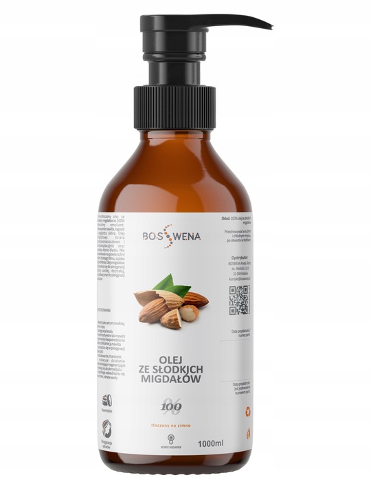 Olej ze słodkich migdałów 1l olej migdałowy 1000ml jakość PREMIUM + POMPKA