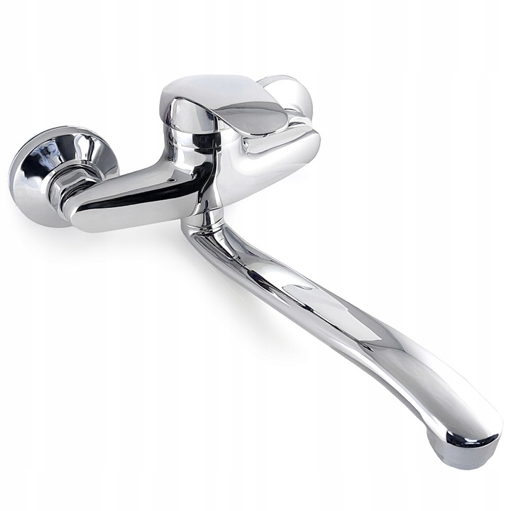 BATERIA ŁAZIENKOWA UMYWALKOWA KUCHENNA KRAN CHROM DŁUGA RUCHOMA WYLEWKA