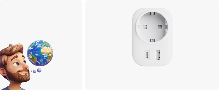 Uniwersalna Przejściówka ADAPTER Gniazda UK EU Ładowarka USB i USB-C ŚWIAT