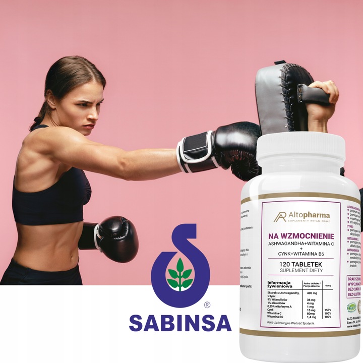 Ashwagandha + Cynk + Witamina C+ Wit B6 120 tab