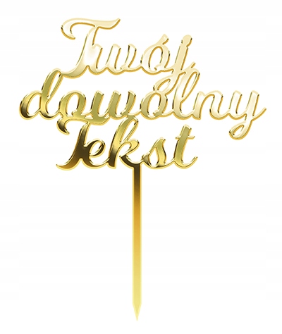 Złota dekoracja na tort topper Ślub Urodziny Chrzest Komunia imię napis