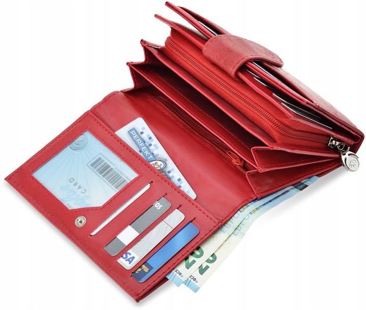 PORTFEL Damski PORTMONETKA Z SUWAKIEM SKÓRZANA Klasyczna NA ZAMEK KOLORY