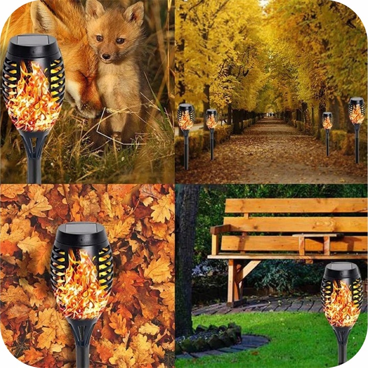 LAMPA SOLARNA POCHODNIA LAMPKI SOLARNE DO OGRODU OGRODOWE LED 4 SZTUKI