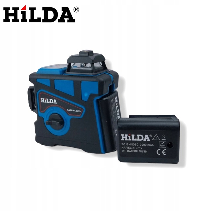 HILDA POZIOMICA 3D 12 LINII LASER KRZYŻOWY SAMOPOZIOMUJĄCY NIWELATOR TARCZA