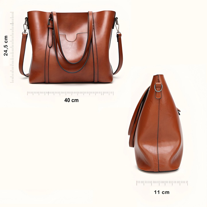 POJEMNA DAMSKA TORBA TOREBKA EKO-SKÓRZANA NA RAMIĘ BRĄZOWA