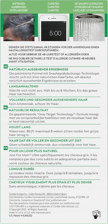 Just For Men Farba do Włosów Ciemny Brąz H45 – Naturalny Efekt