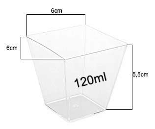 POJEMNIKI PUCHARKI KWADRATOWE DO DESERÓW PRZEKĄSEK SŁODKI STÓŁ 120ml