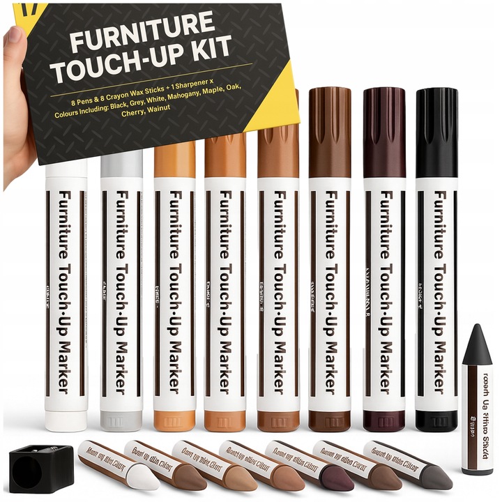 ZESTAW NAPRAWCZY MARKERY DO RYS NAPRAWY PANELI MEBLI DRZWI + WOSK