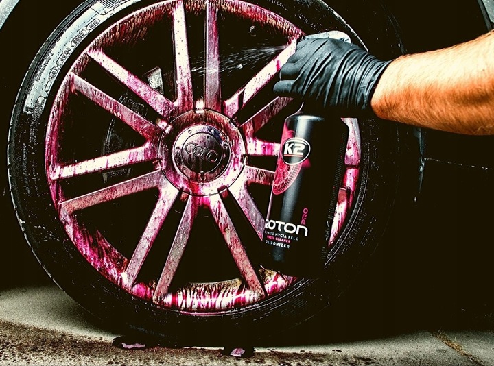 K2 ROTON PRO 1L KRWAWA FELGA DEIRONIZER PŁYN +SZCZOTKA DO MYCIA CZYSZCZENIA