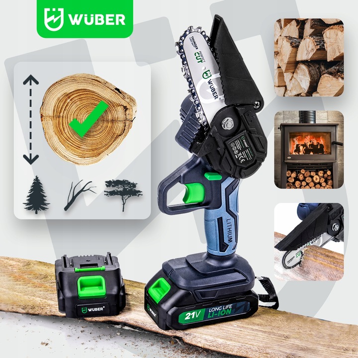 PIŁA ŁAŃCUCHOWA AKUMULATOROWA MINI PILARKA GAŁĘZIÓWKA 2xAKU 2xPROWADNICA