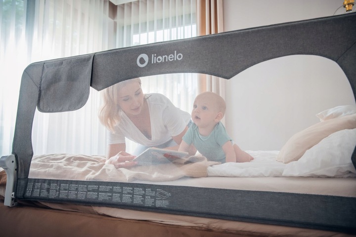 Barierka BRAMKA ZABEZPIECZAJĄCA do łóżka WYSOKA 150x66cm BEŻ Lionelo