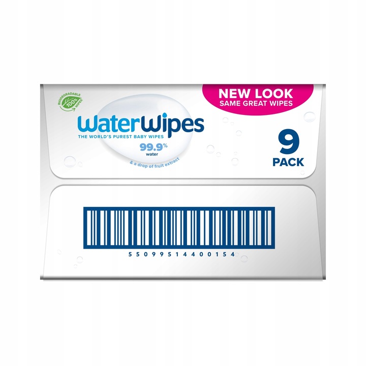 WaterWipes BIO Chusteczki nawilżane 9x60szt. 99,9% wody delikatne