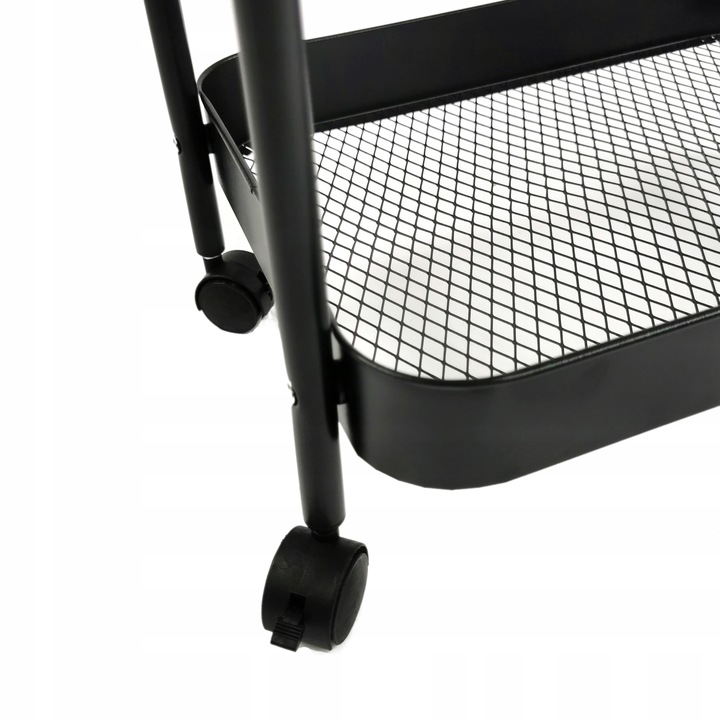 Wózek kuchenny łazienkowy na kółkach z kółkami czarny regał szafka