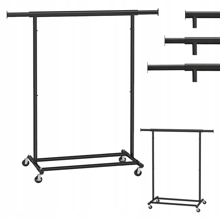 MOBILNY wieszak stojący na ubrania NA KÓŁKACH 45,4x(92-132)x160