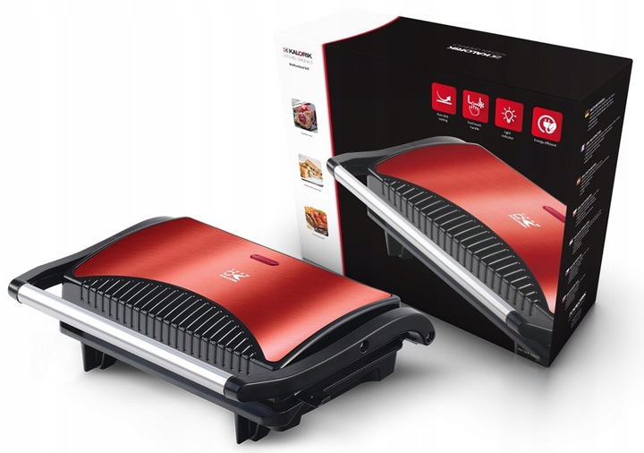 OPIEKACZ 700W TOSTER GRILL ELEKTRYCZNY Czerwony do KANAPEK PANINI