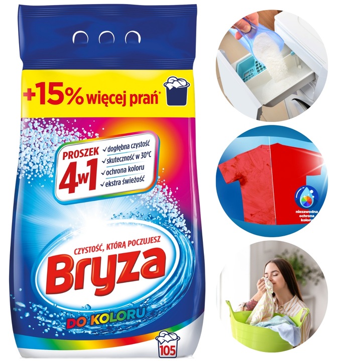 BRYZA 4w1 Proszek Do Prania KOLORÓW Czystość Świeże Pranie 6,825 kg