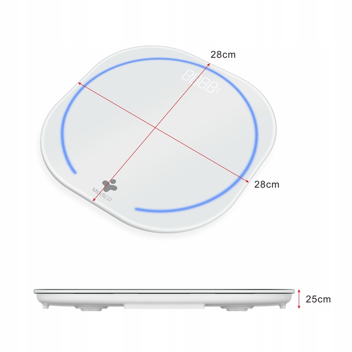 WAGA ŁAZIENKOWA ELEKTRONICZNA MEDICO, SMART, APLIKACJA PO POLSKU, BMI