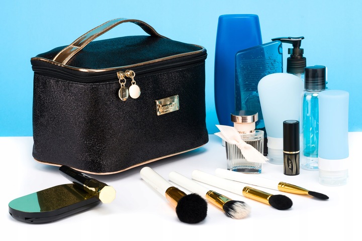 Kosmetyczka damska PETERSON na wyjazdy pojemny kuferek z uchwytem